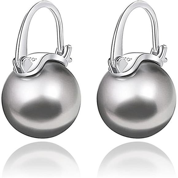 Mother of Pearl Shell Drop Earrings Dangle Stud Earrings Large Size Pearl 12mm - Picture 4 of 4